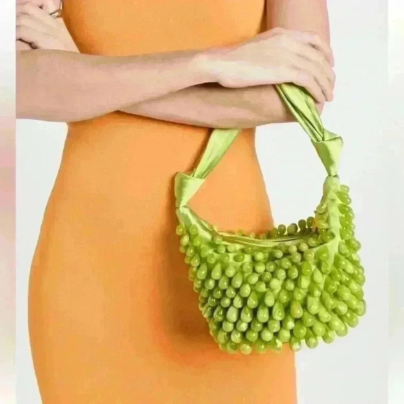 Cult Gaia Gia Beaded Satin Shoulder Bag - Picture 2 of 10